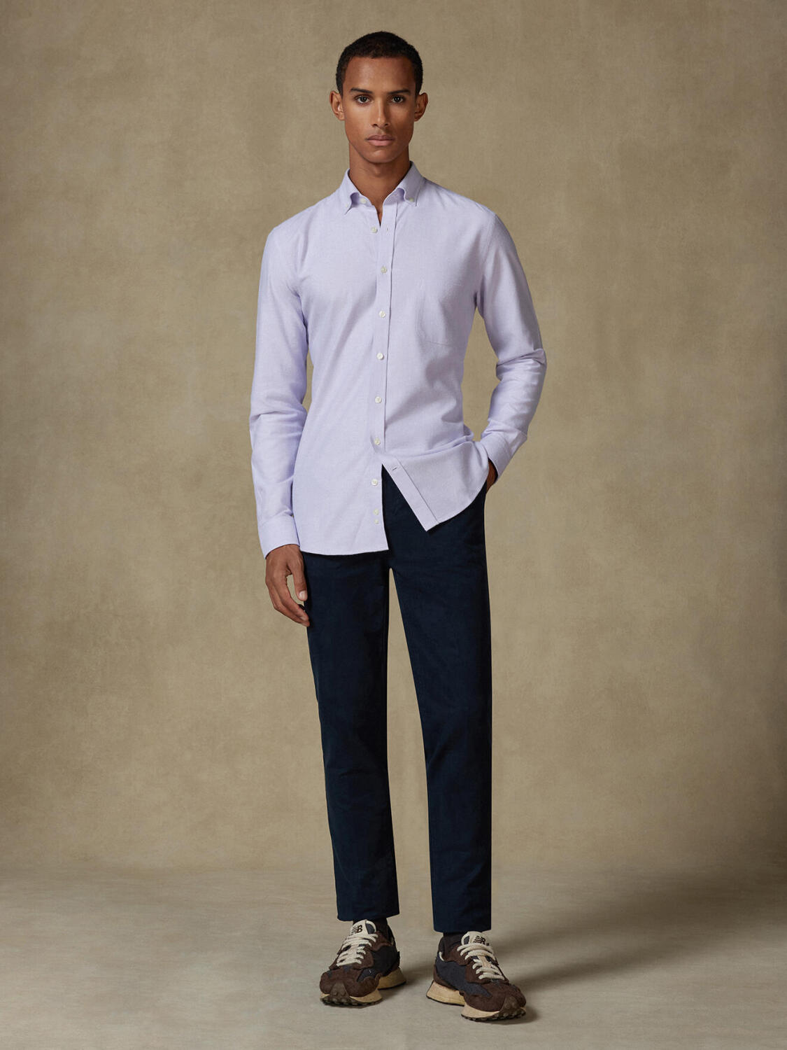 Vils mauve brushed oxford shirt - Button-down collar