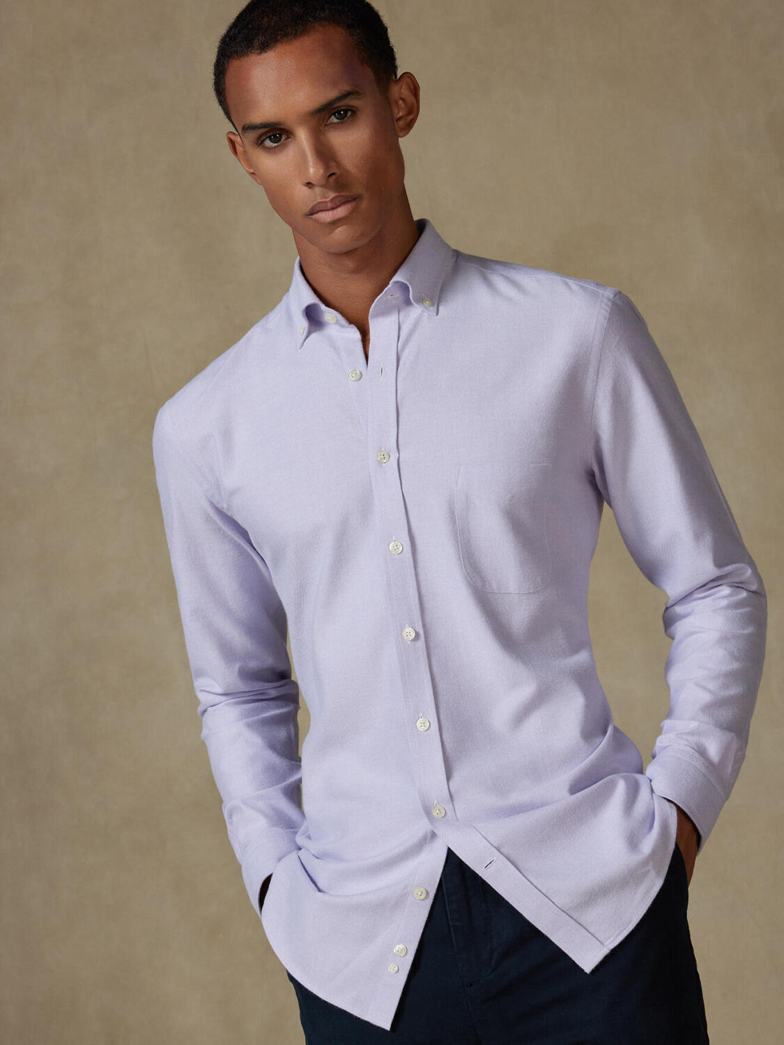 Vils mauve brushed oxford shirt - Button-down collar