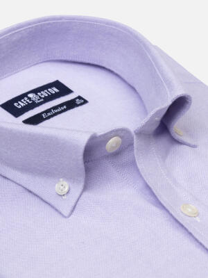 Vils mauve brushed oxford shirt - Button-down collar