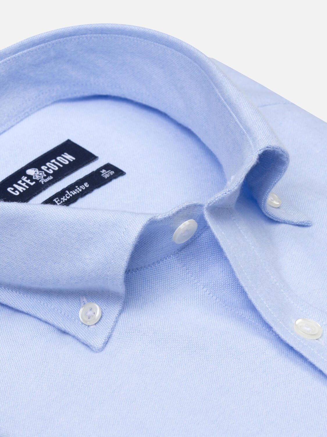 Vils Hemelsblauw geborsteld Oxford overhemd - Button down Kraag