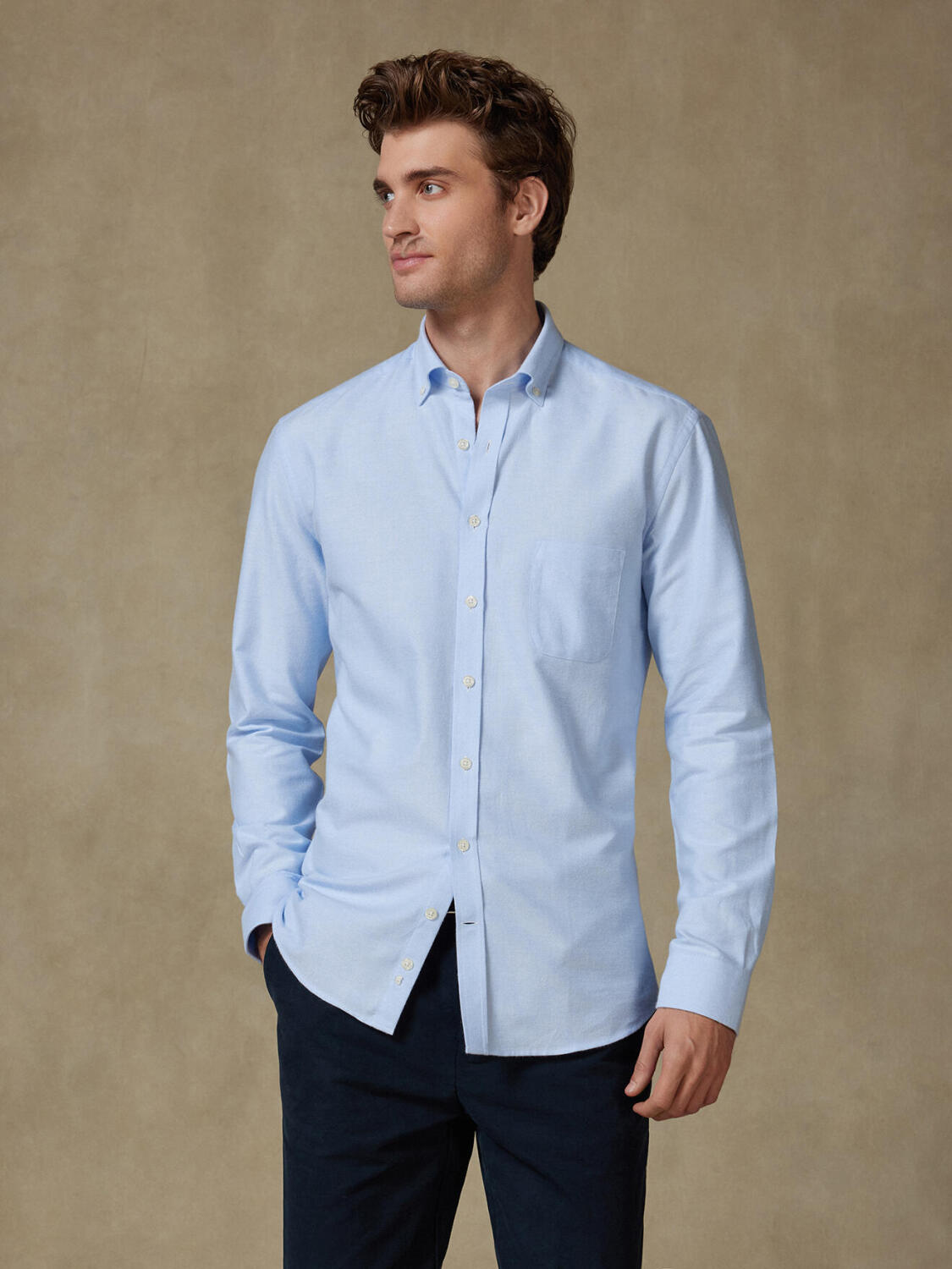 Vils sky brushed oxford shirt - Button-down collar