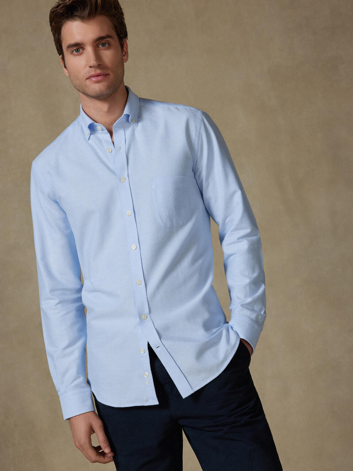 Vils sky brushed oxford shirt - Button-down collar