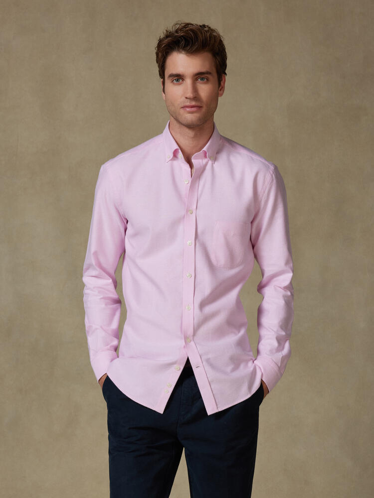Vils pink brushed oxford shirt - Button-down collar
