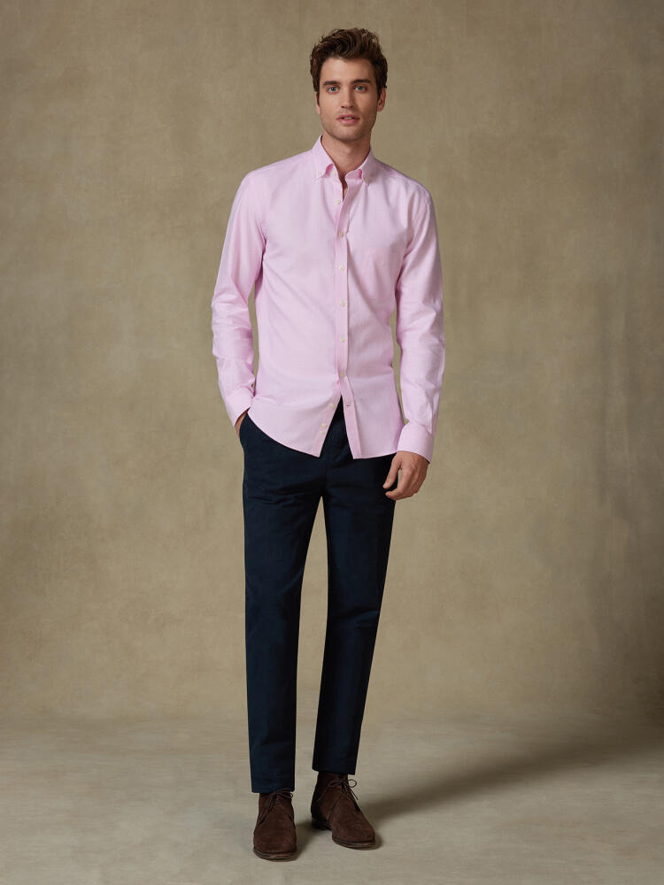 Vils pink brushed oxford shirt - Button-down collar