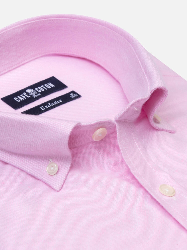 Vils pink brushed oxford shirt - Button-down collar
