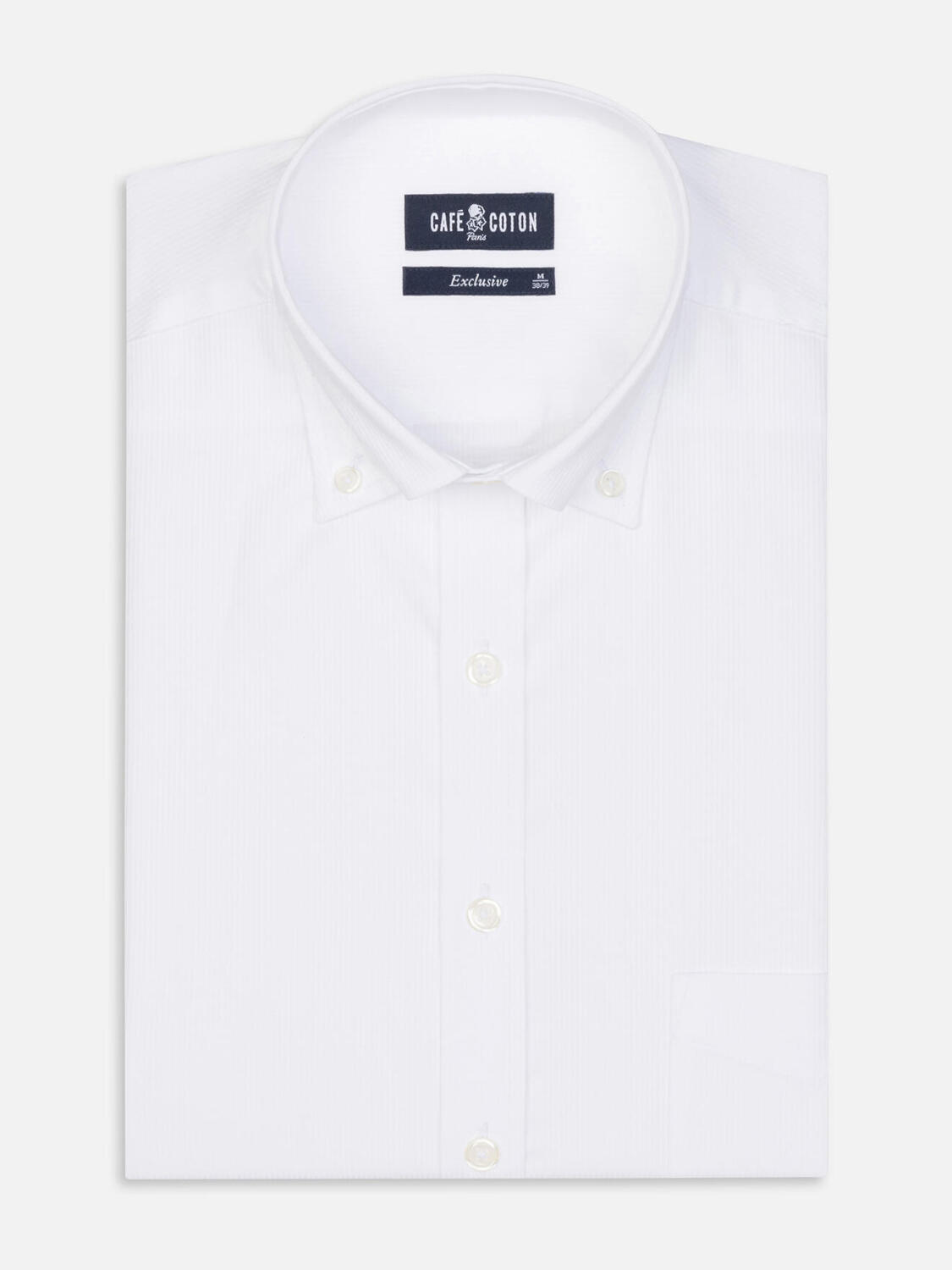 Chemise en piqué blanc - Col Boutonné