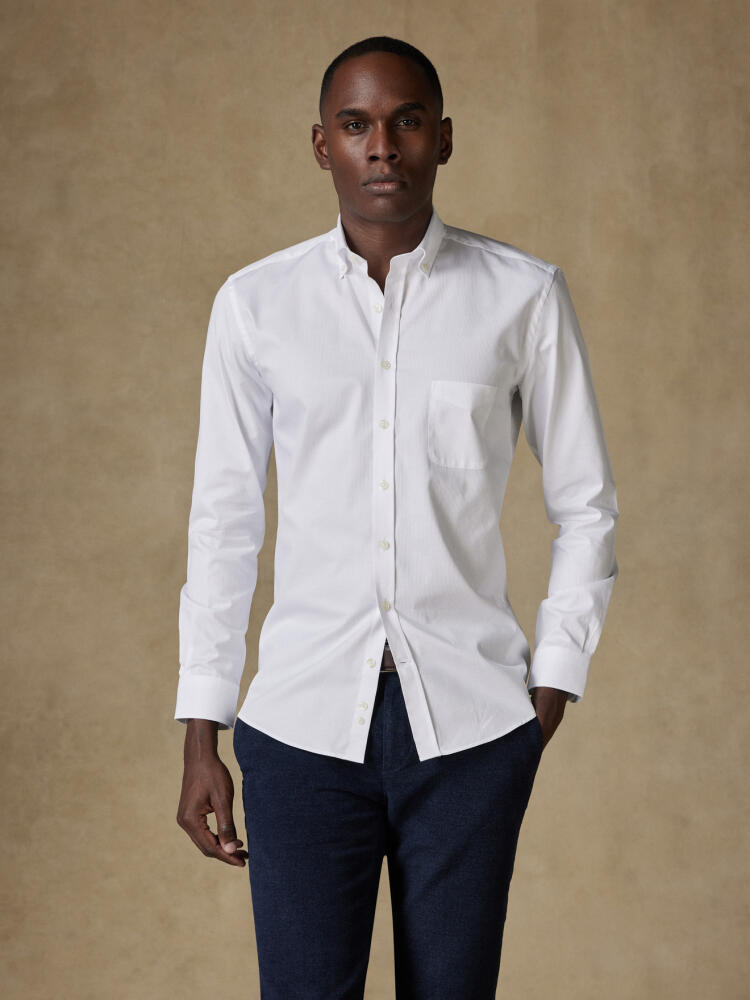 Chemise en piqué blanc - Col Boutonné