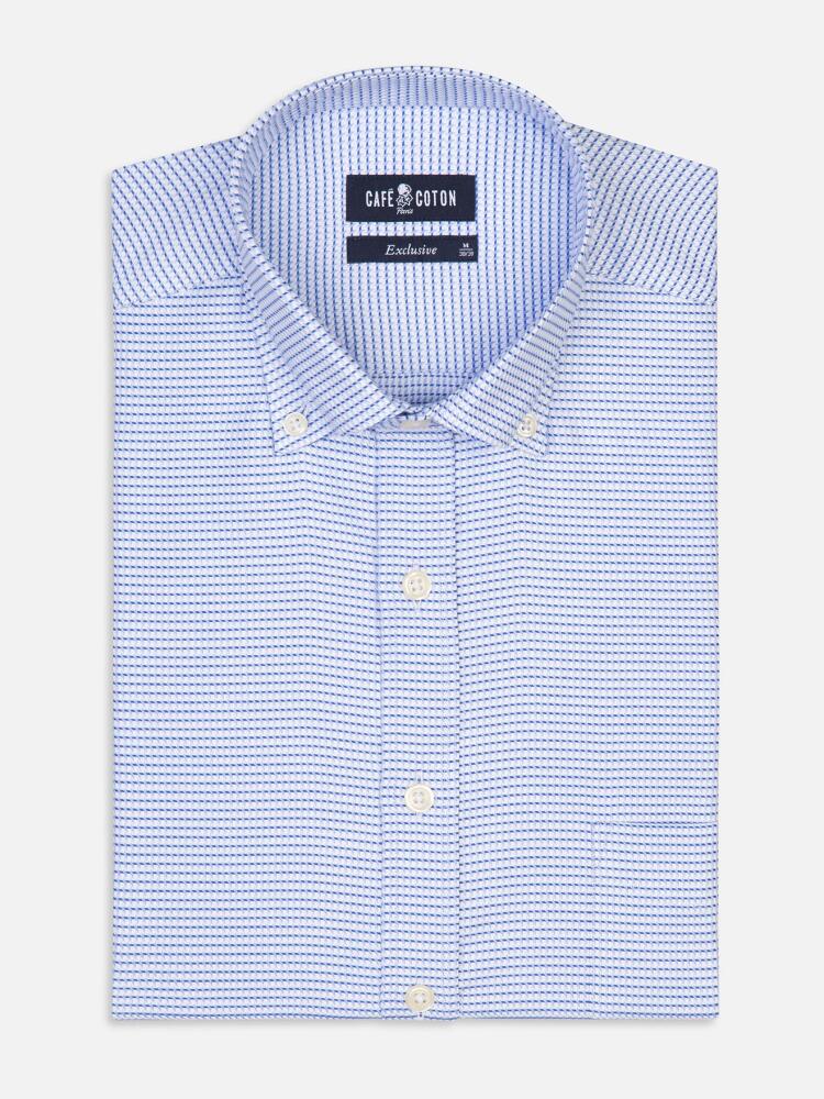 Walt sky blue twill shirt - Button-down collar