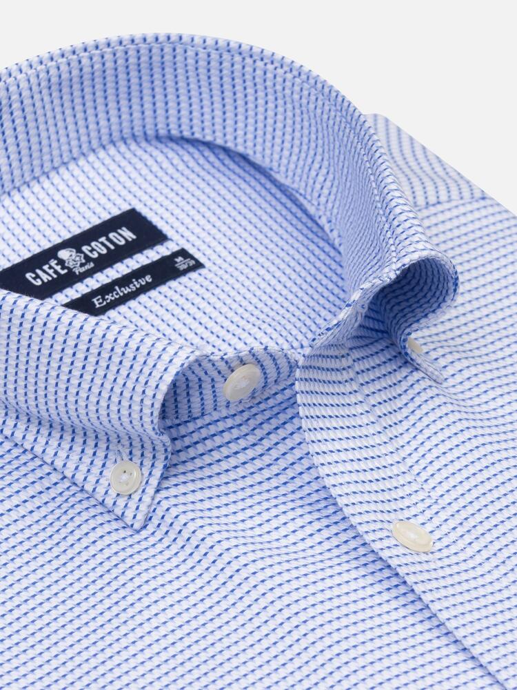 Walt sky blue twill shirt - Button-down collar