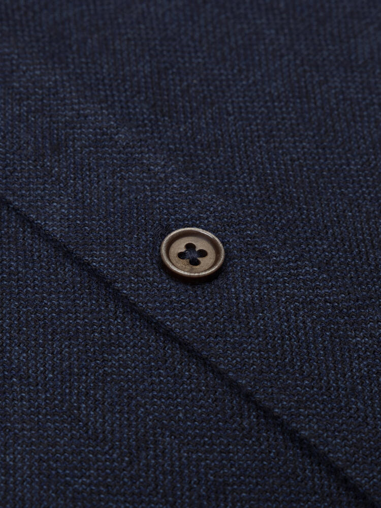 Wessow navy flannel shirt - Button-down collar