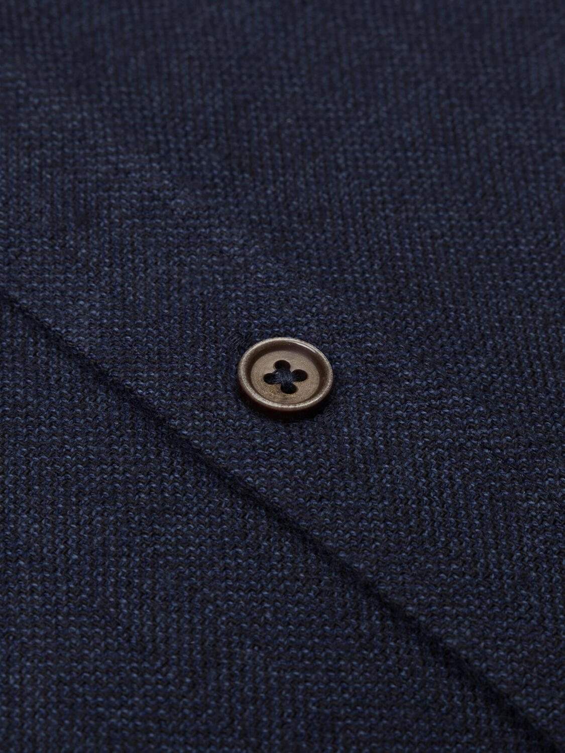 Wessow navy flannel shirt - Button-down collar