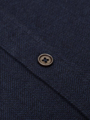 Wessow navy flannel shirt - Button-down collar