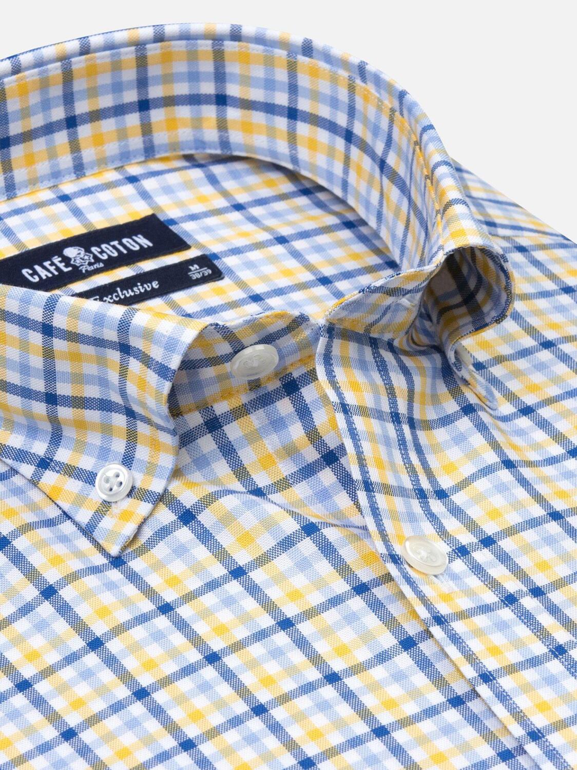 Chemise Will &agrave; carreaux jaunes et bleus - Col Boutonn&eacute;