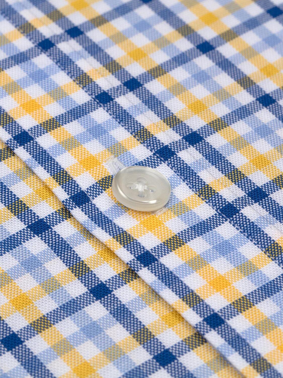 Chemise Will &agrave; carreaux jaunes et bleus - Col Boutonn&eacute;