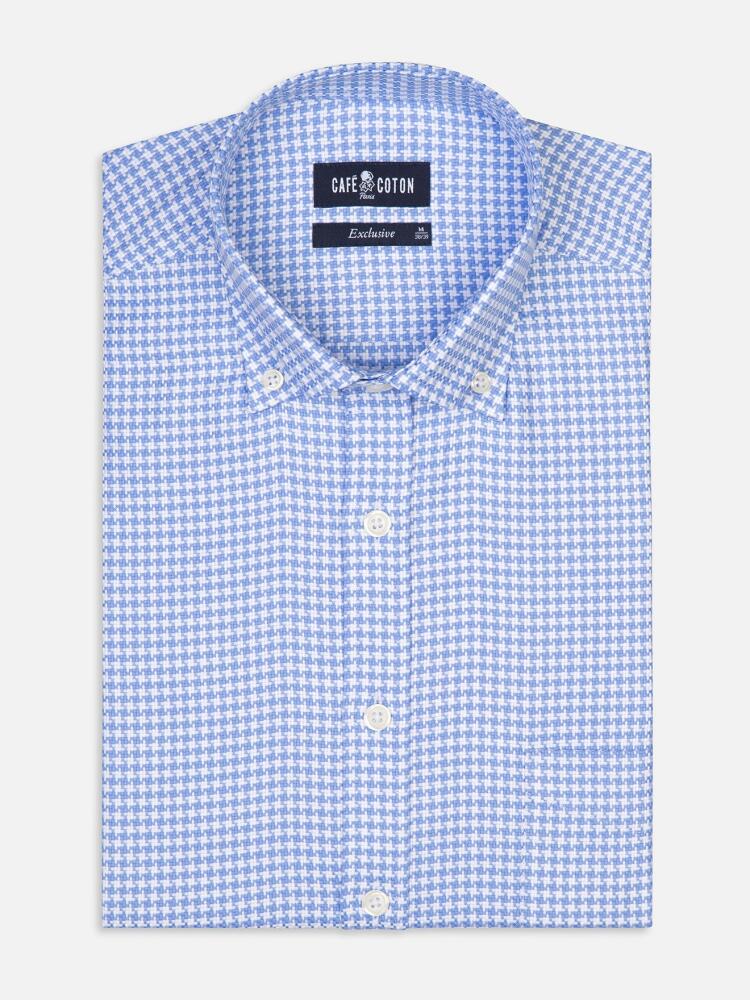 Chemise Zack en natté ciel - Col Boutonné