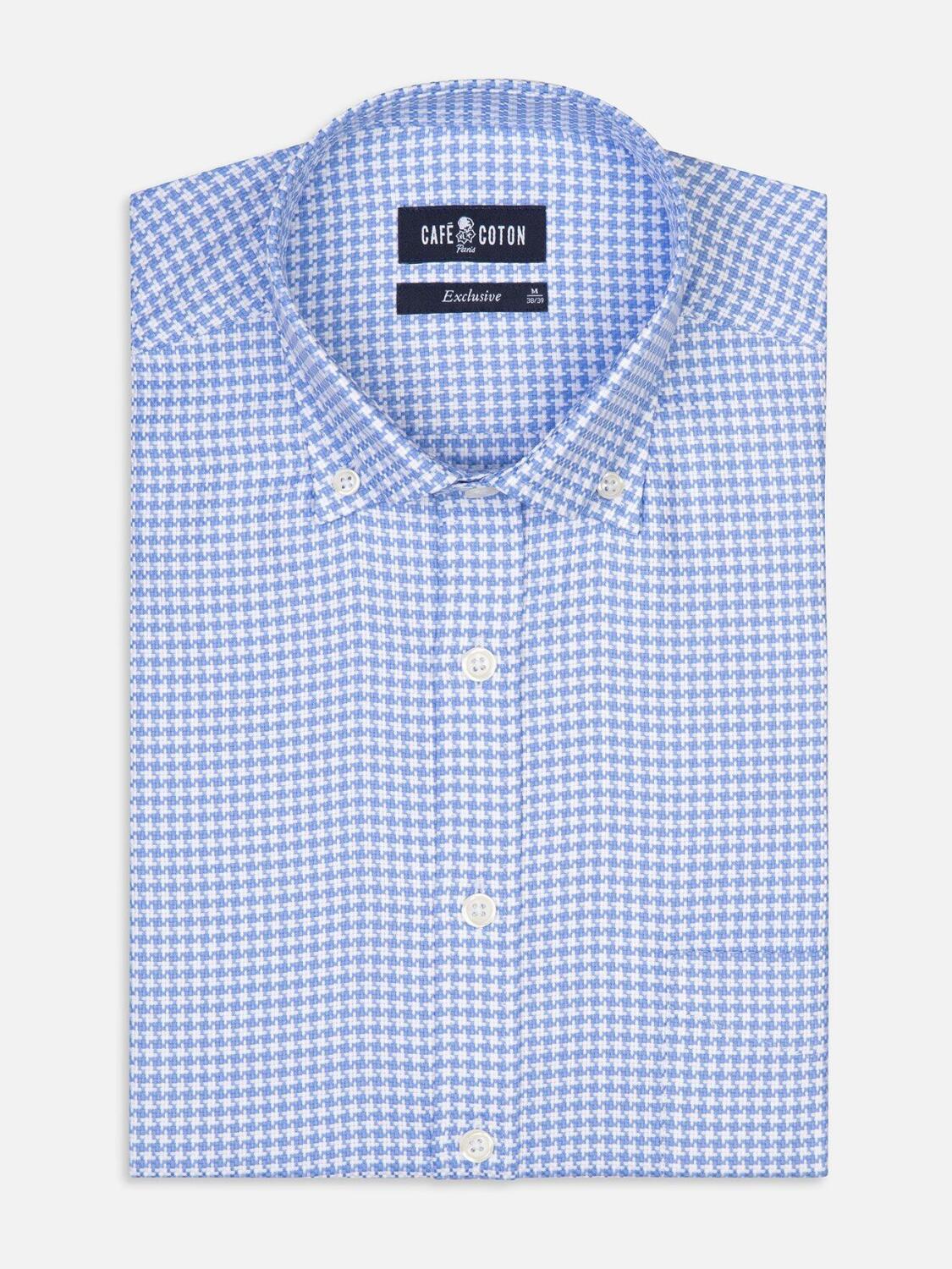 Chemise Zack en natt&eacute; ciel - Col Boutonn&eacute;