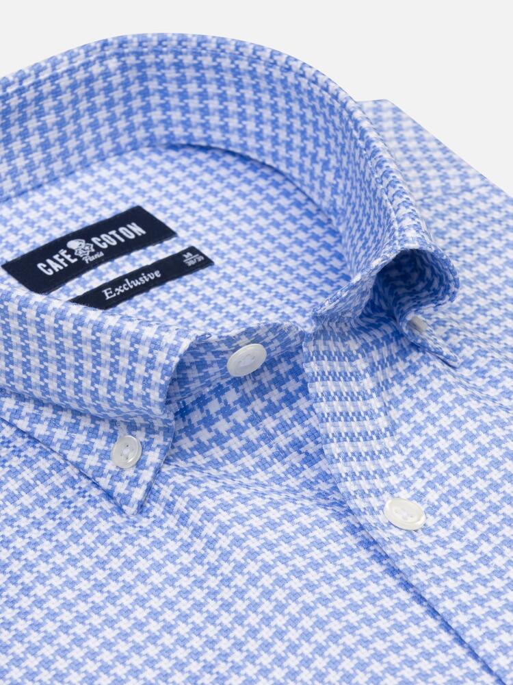 Chemise Zack en natté ciel - Col Boutonné