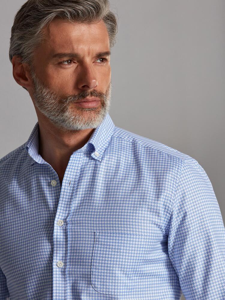 Chemise Zack en natté ciel - Col Boutonné