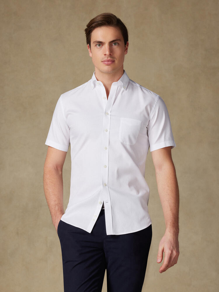 Aaron overhemd in wit piqué - Button-down kraag