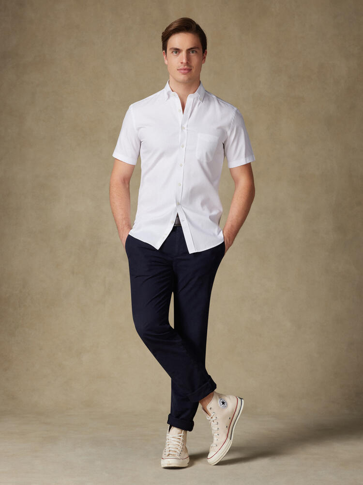 Aaron overhemd in wit piqué - Button-down kraag