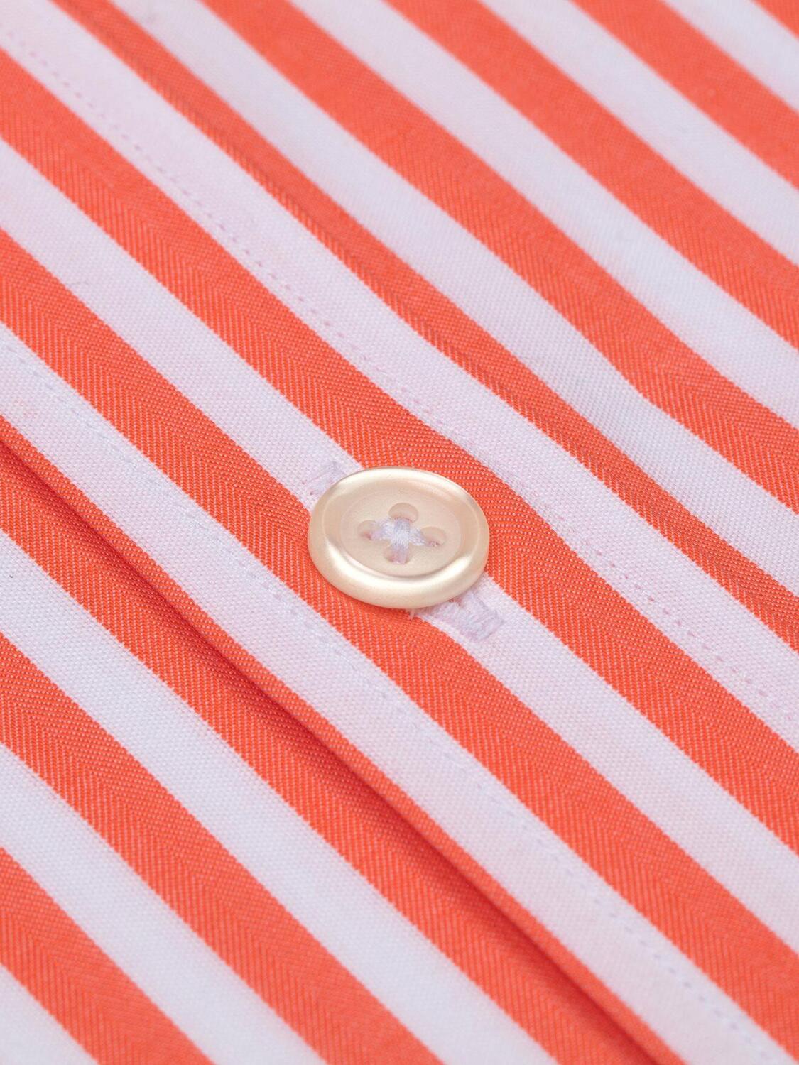 Orange stripes herringbones shirt - Short sleeves