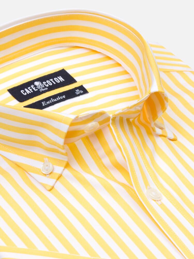 Yellow stripes herringbones shirt - Short sleeves