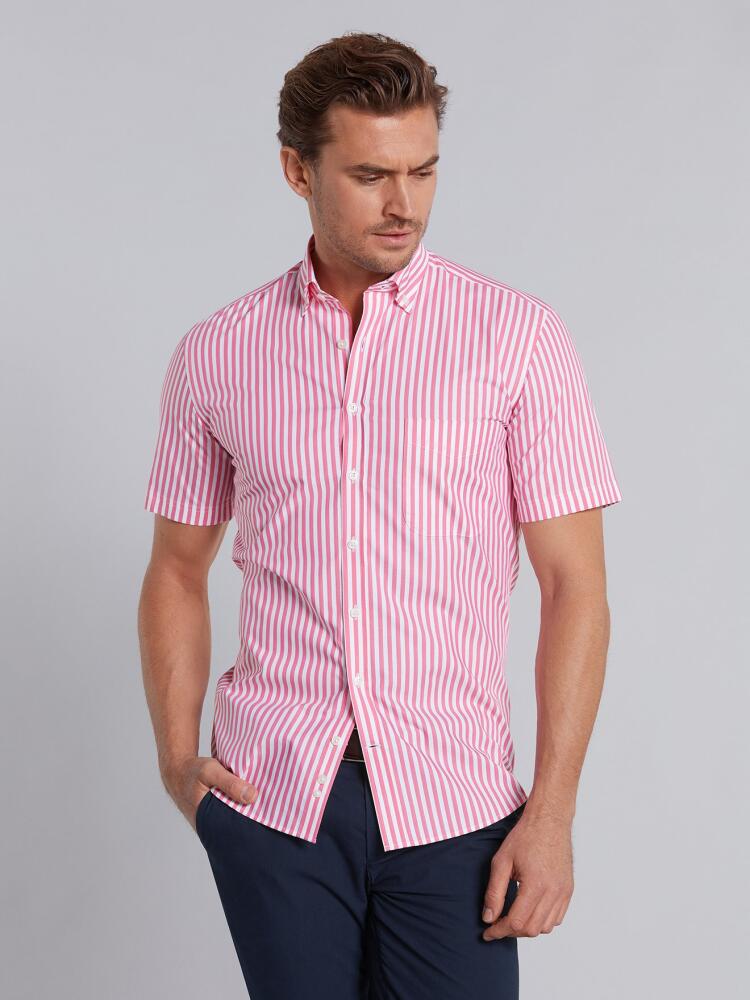 Chemise Alan &agrave; rayures roses - Manches Courtes
