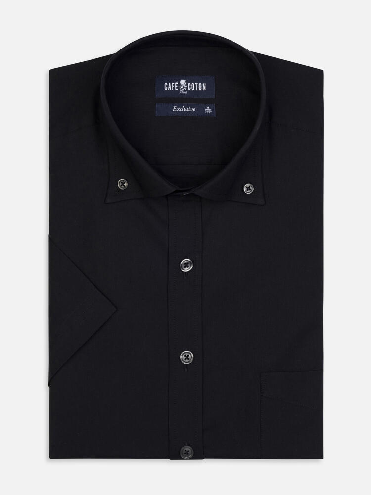 Kurzarmhemd Alban schwarz  - Button down kragen