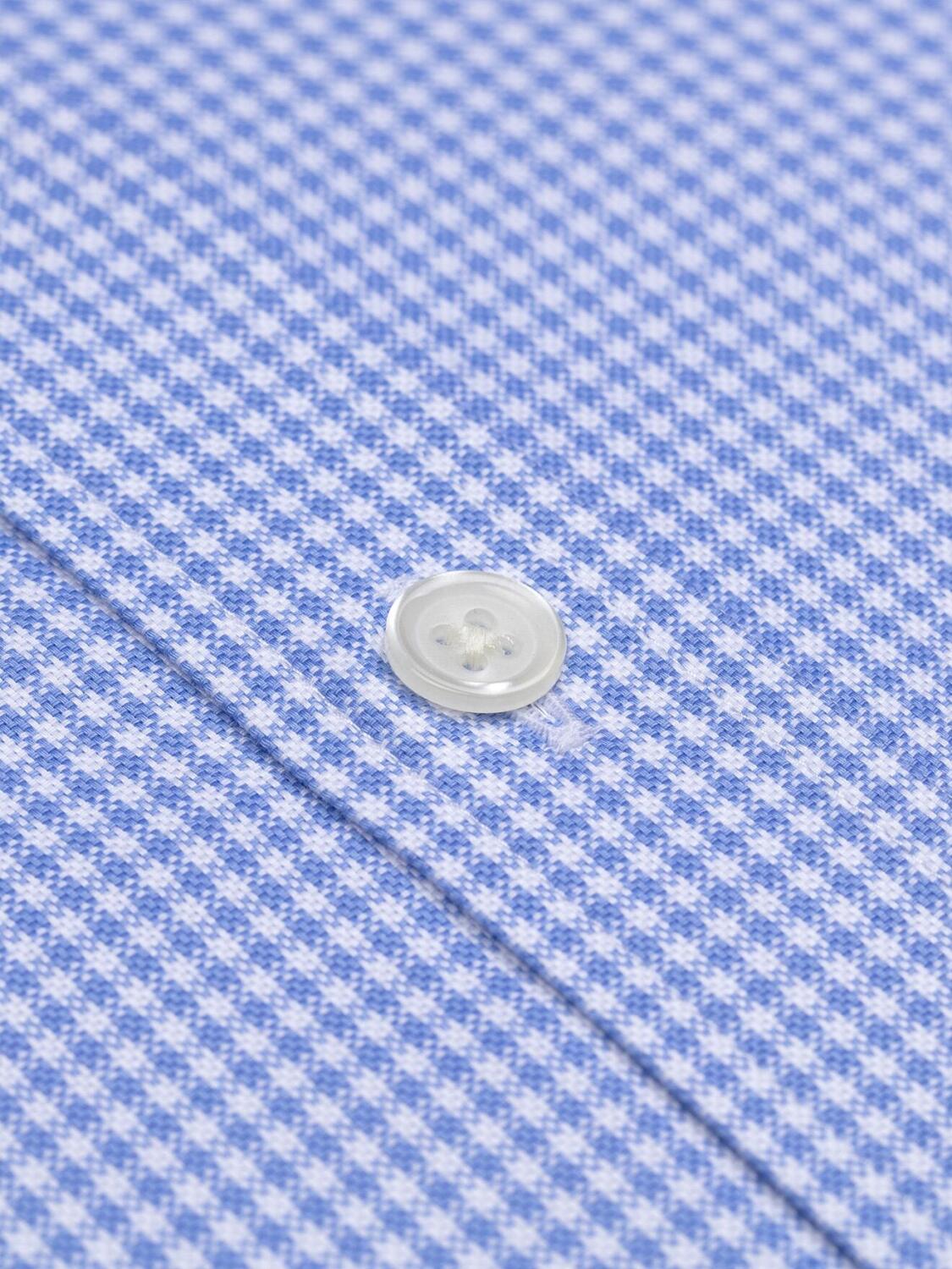 Alfred short sleeves shirt in azure gingham  - Buttoned collar