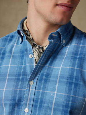 Alfy short sleeves shirt with tartan pattern   - Button down collar