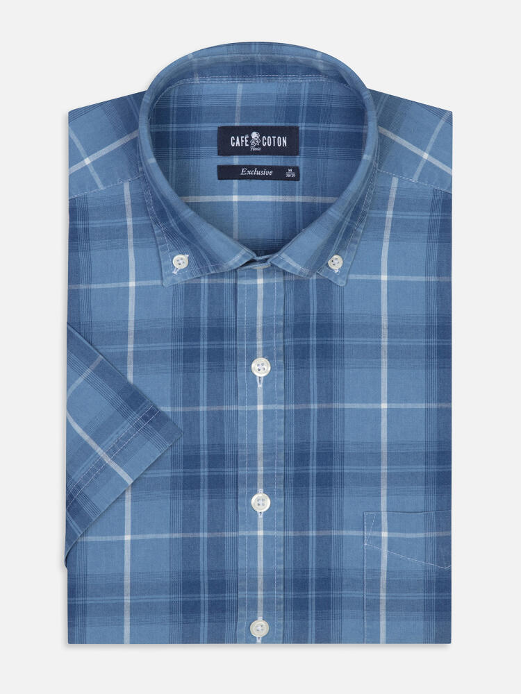 Chemise manches courtes Alfy à motif tartan  - Col Boutonné