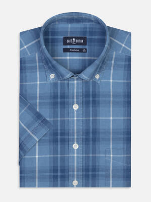 Alfy short sleeves shirt with tartan pattern   - Button down collar