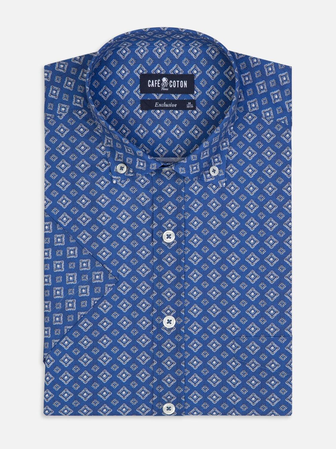 Kurzarmhemd Alvin mit Ethno-Print - Button-Down-Kragen