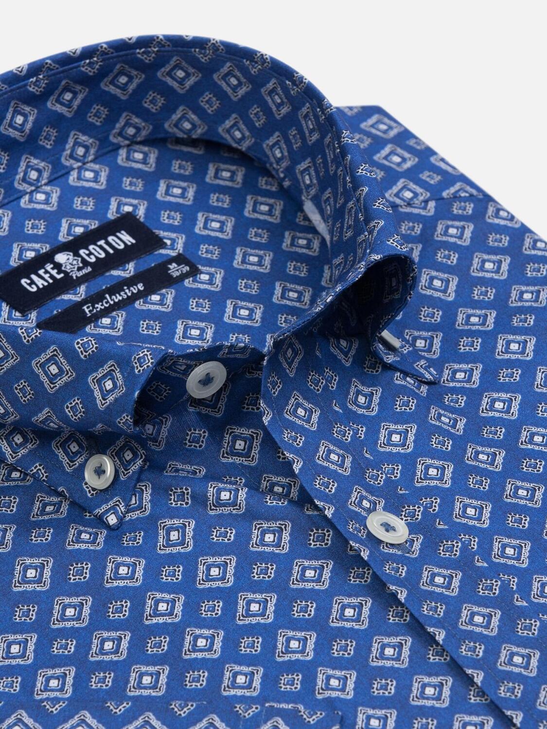 Kurzarmhemd Alvin mit Ethno-Print - Button-Down-Kragen