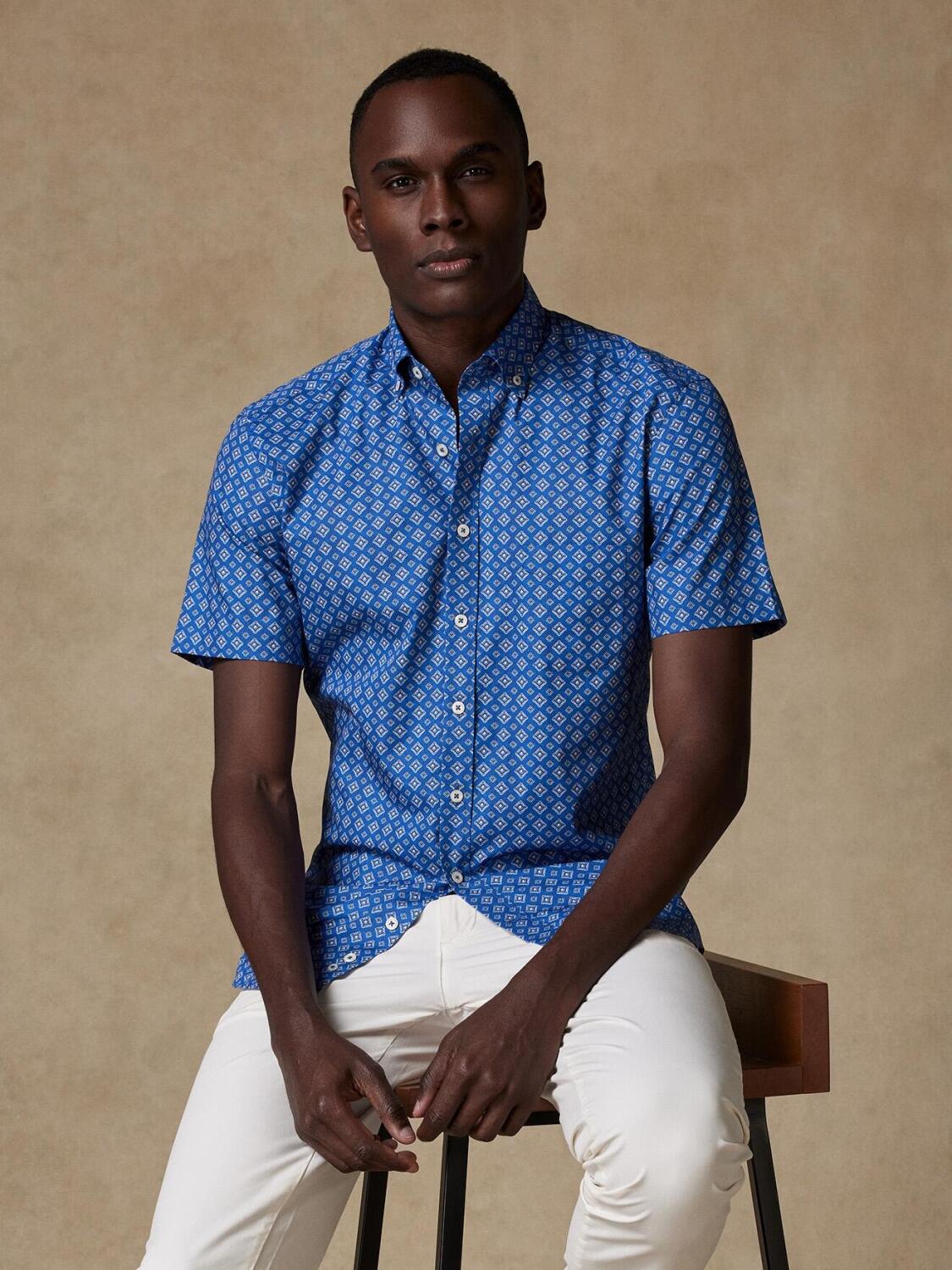 Kurzarmhemd Alvin mit Ethno-Print - Button-Down-Kragen