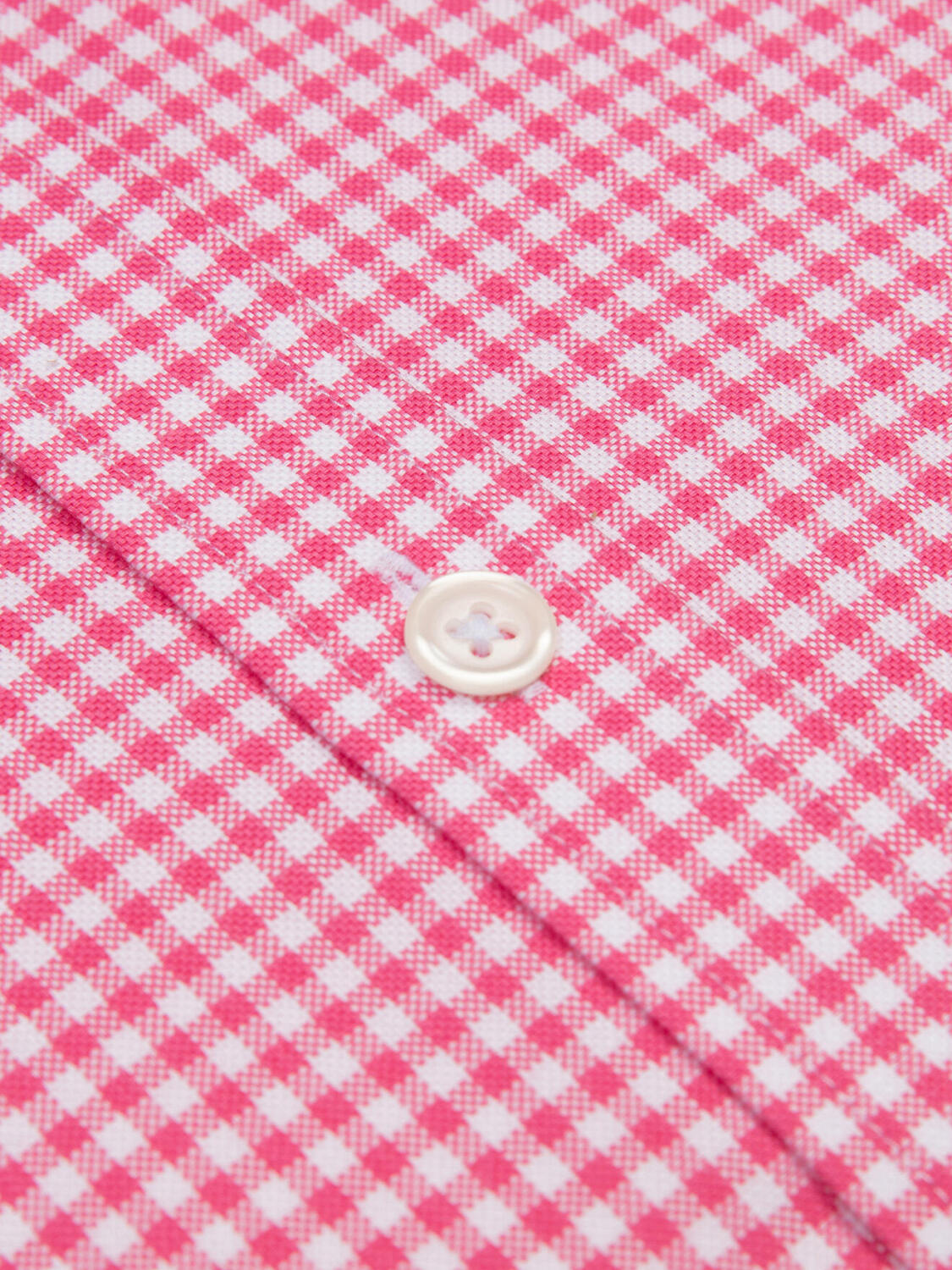 Overhemd met korte mouwen Anthony in vichy fuchsia - Button-down kraag