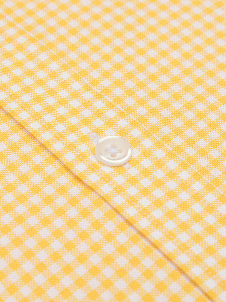Anthony short sleeves shirt in yellow gingham   - Button down collar