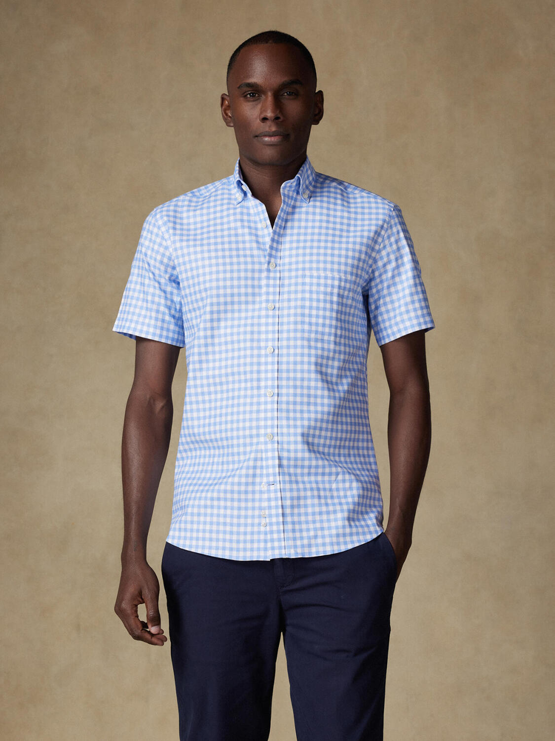 Ash hemelsblauw geruit overhemd - Button-down kraag