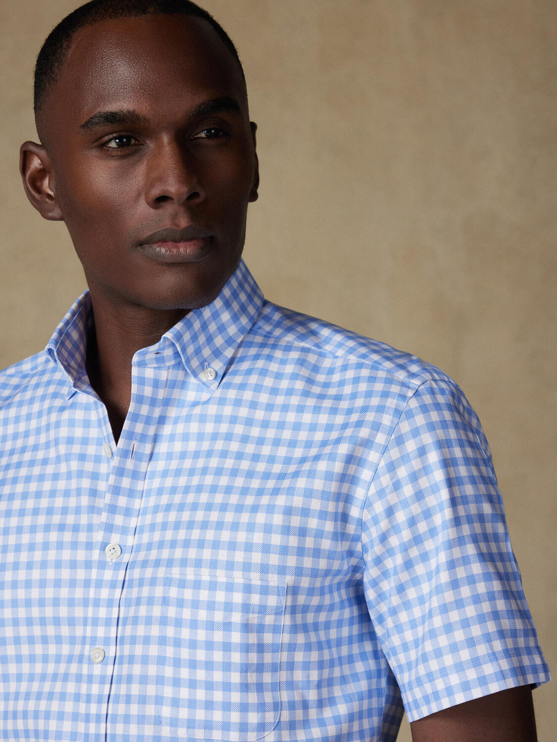 Ash hemelsblauw geruit overhemd - Button-down kraag