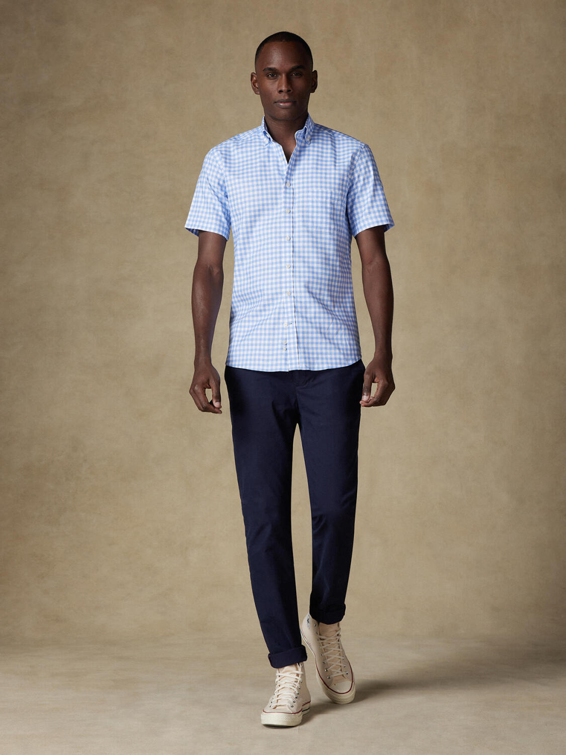 Ash hemelsblauw geruit overhemd - Button-down kraag