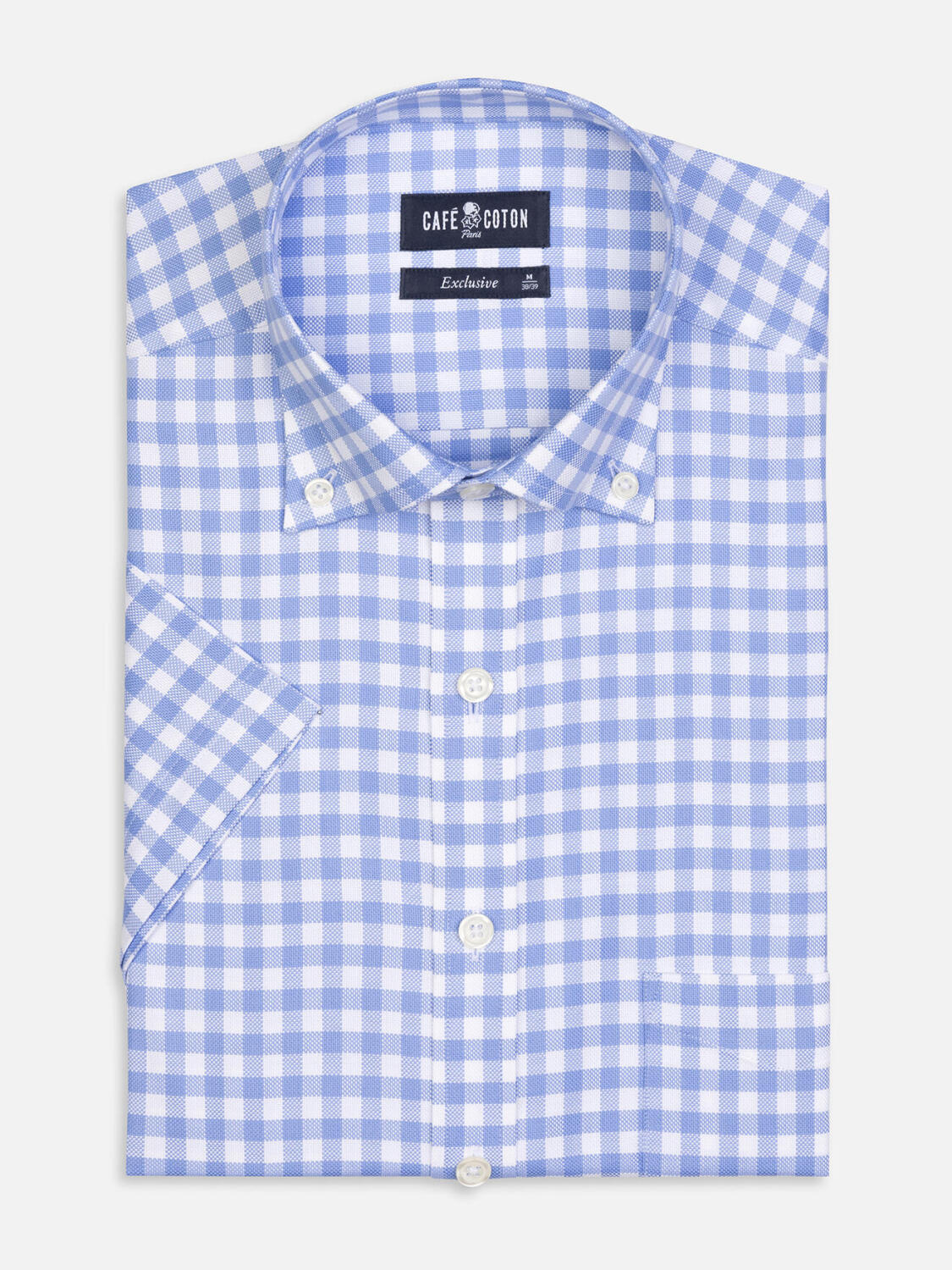 Ash hemelsblauw geruit overhemd - Button-down kraag