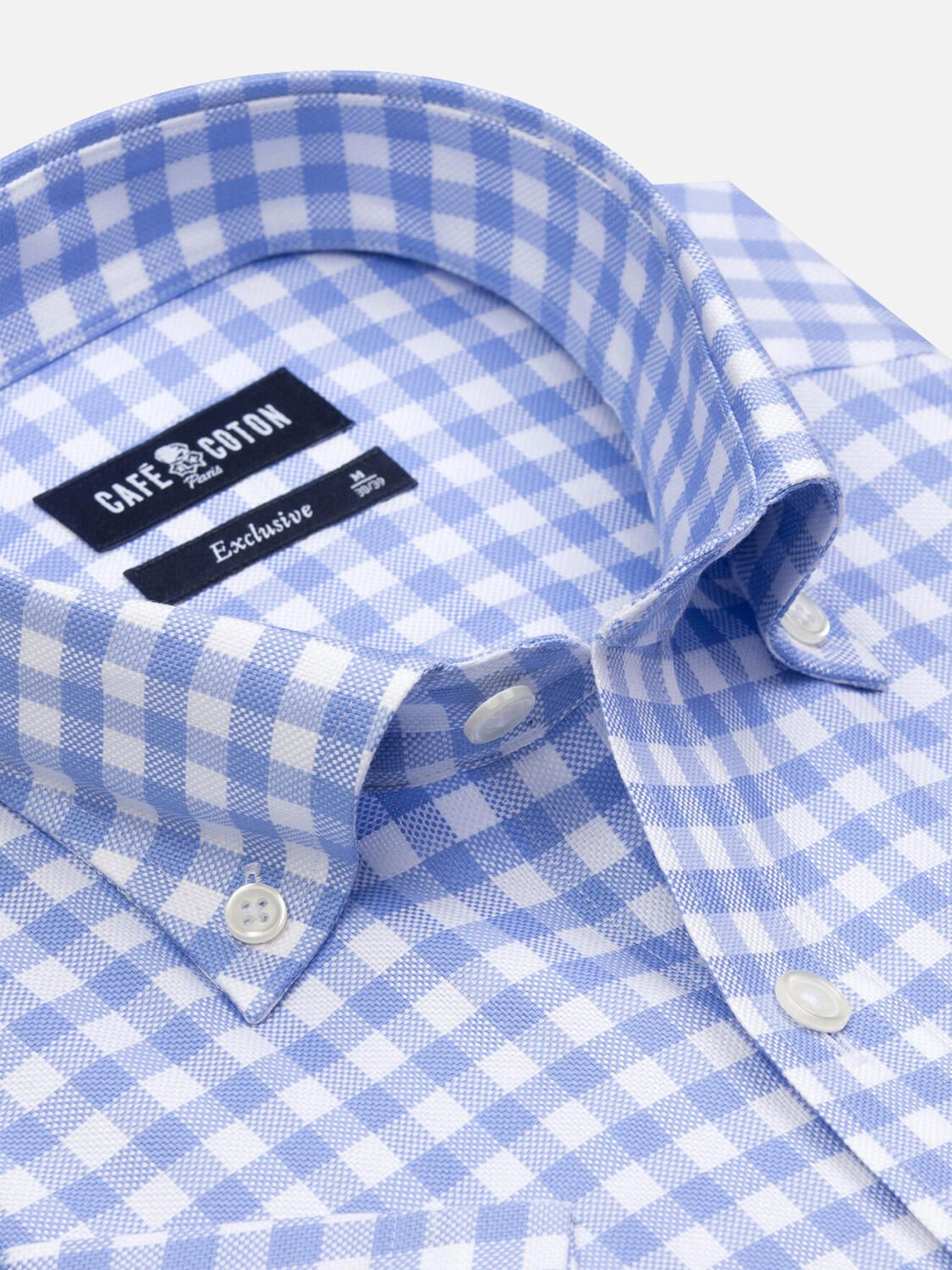 Ash hemelsblauw geruit overhemd - Button-down kraag