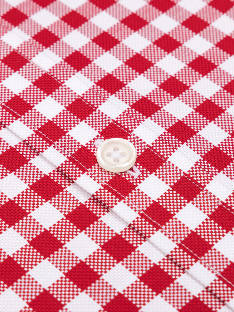 Chemise manches courtes Ash à carreaux rouges - Col boutonné