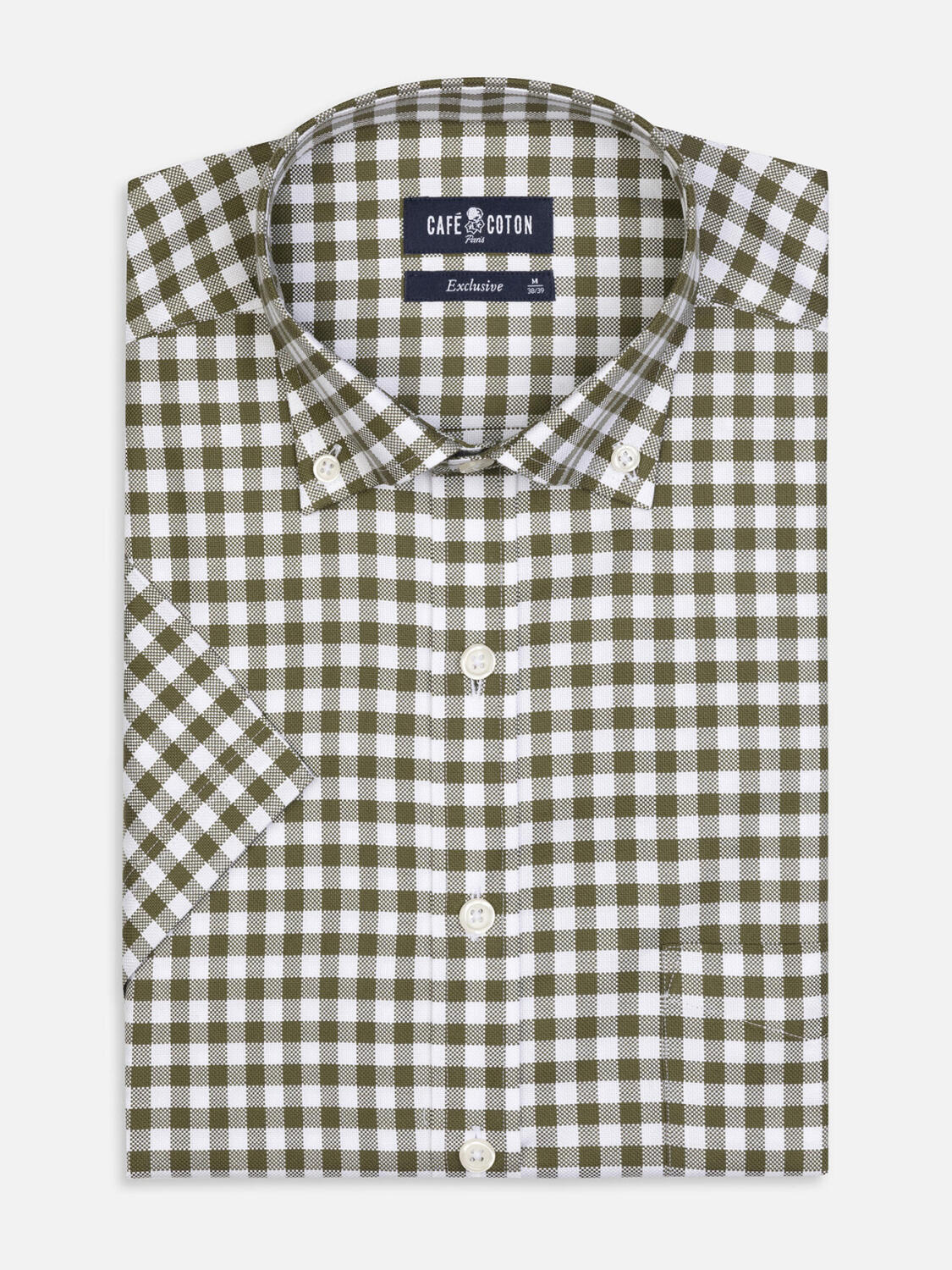 Ash kaki geruit overhemd - Button-down kraag