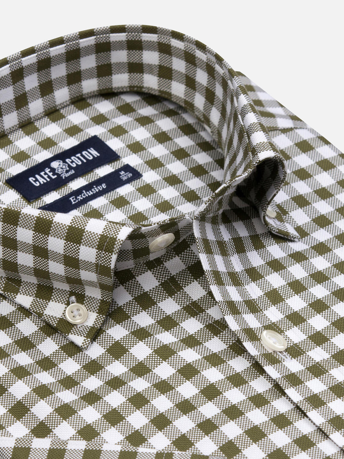 Ash kaki geruit overhemd - Button-down kraag