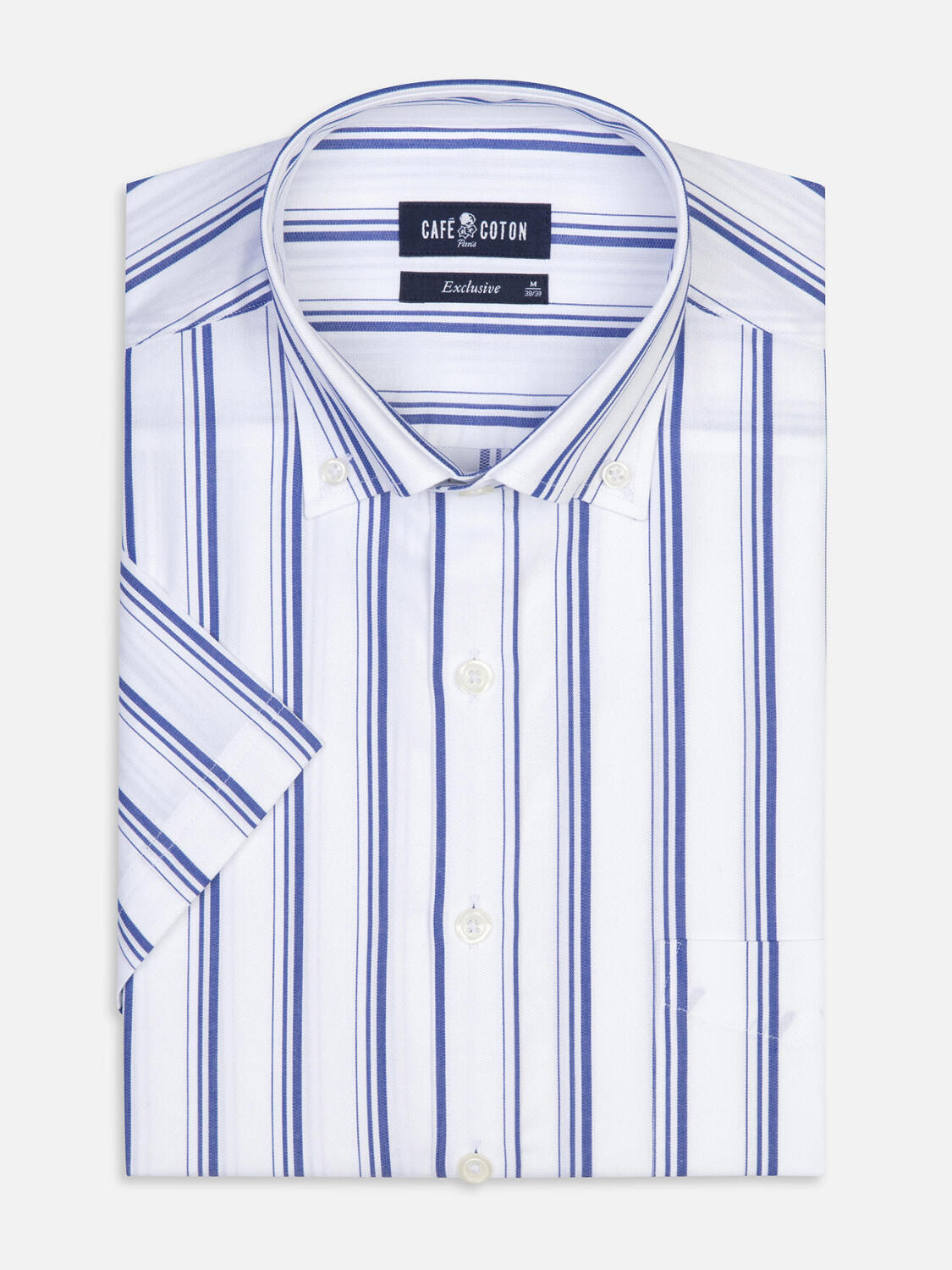 Aurel Kurzarmhemd mit navy blau Streifen   - Button down Kragen