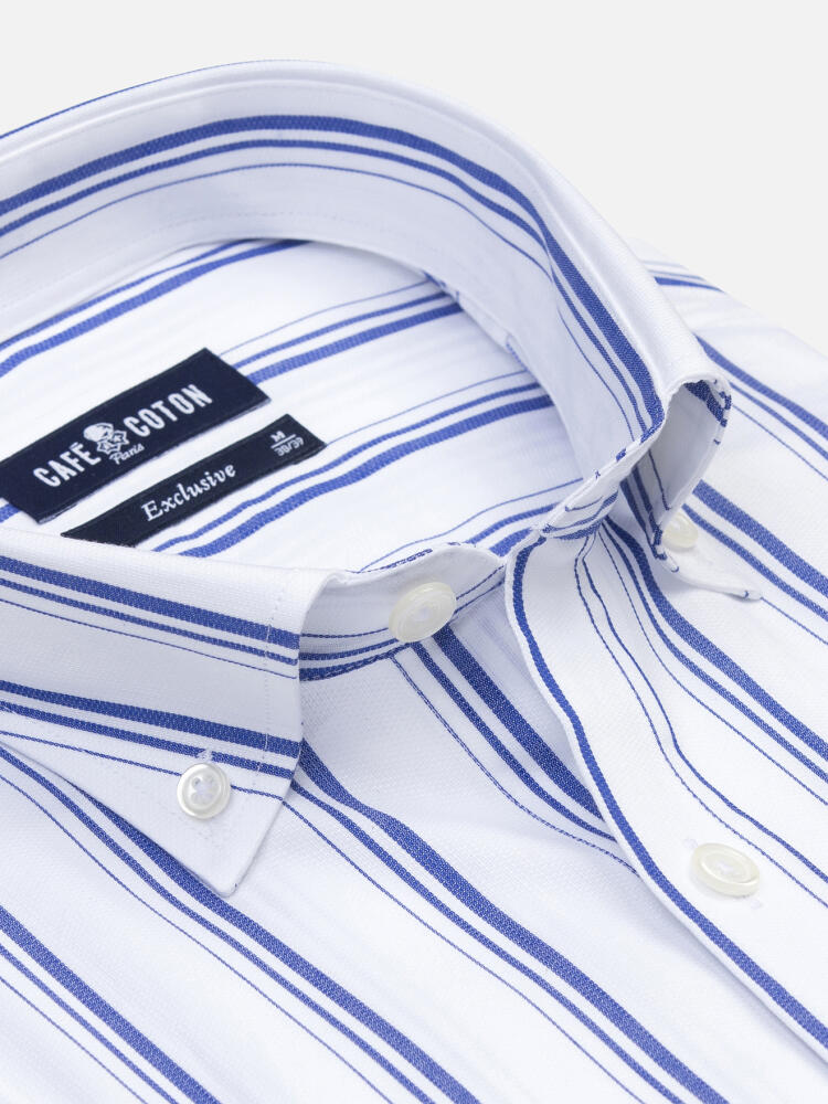 Aurel Kurzarmhemd mit navy blau Streifen   - Button down Kragen