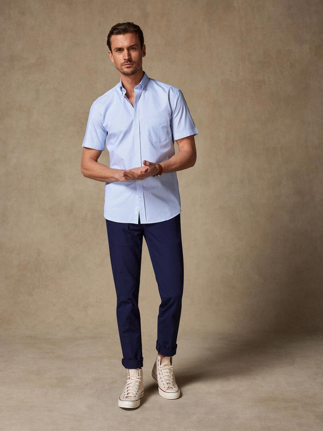 Barney hemels gestreept overhemd met korte mouwen - Buttoned kraag