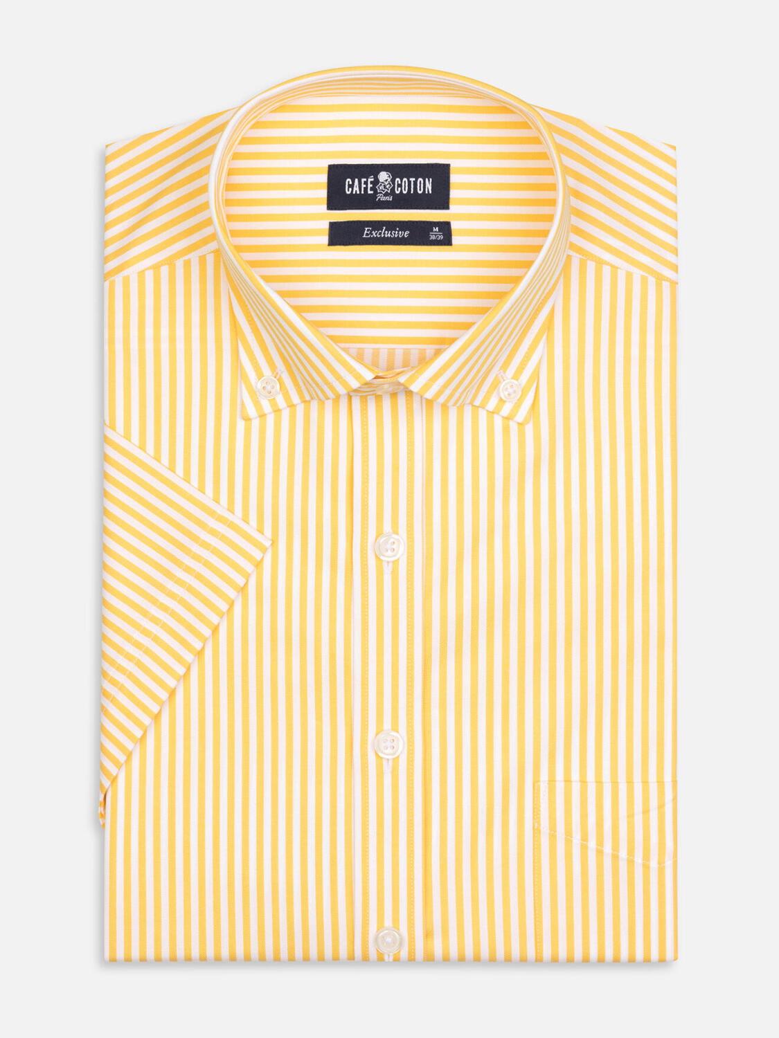Barry geel gestreept overhemd - Button-down kraag