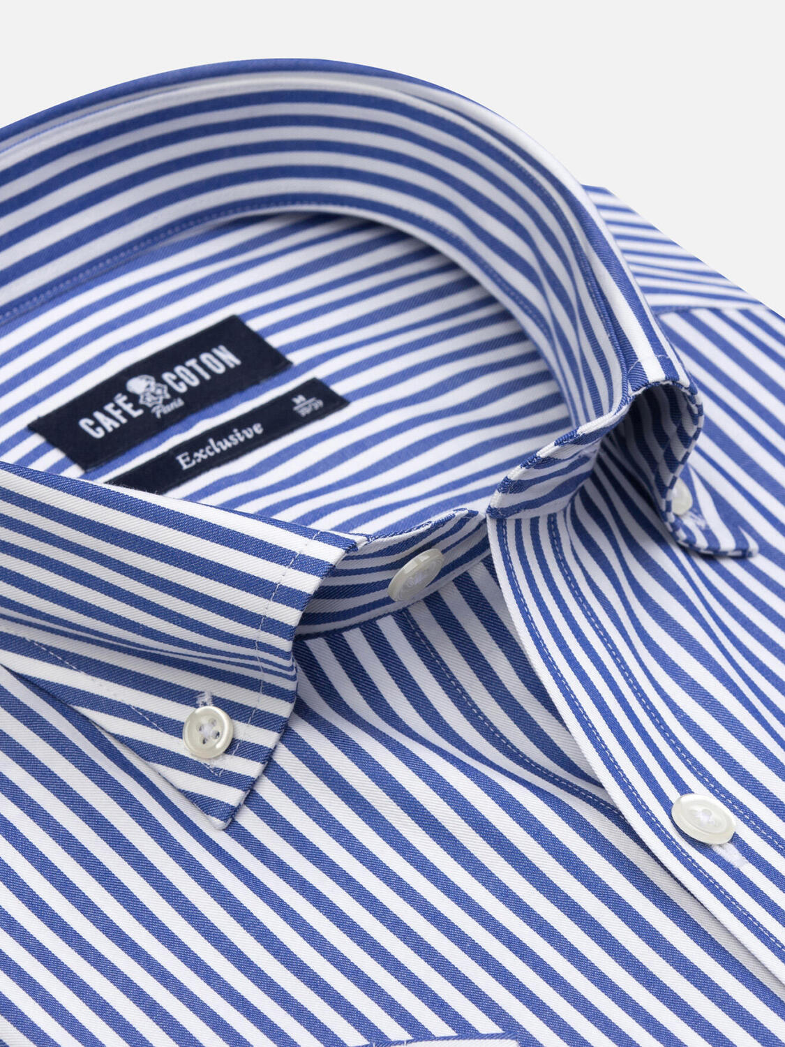 Camicia manica corta manica corta Barry a righe blu scuro - Con buttoncini